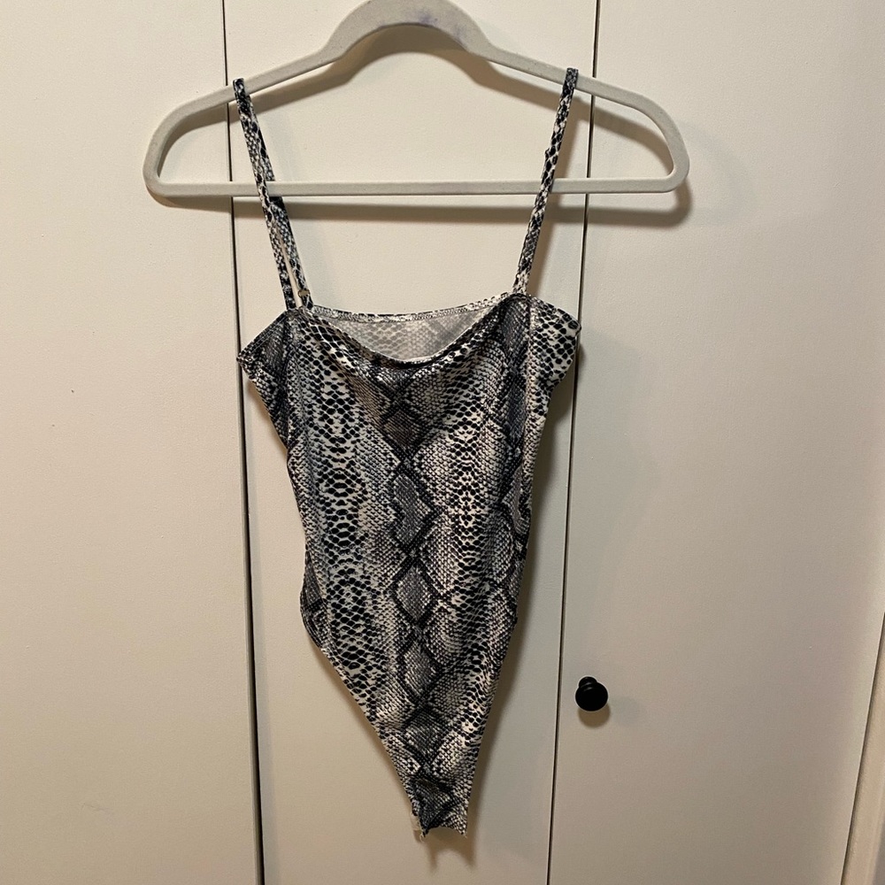 Snakeskin thong bodysuit